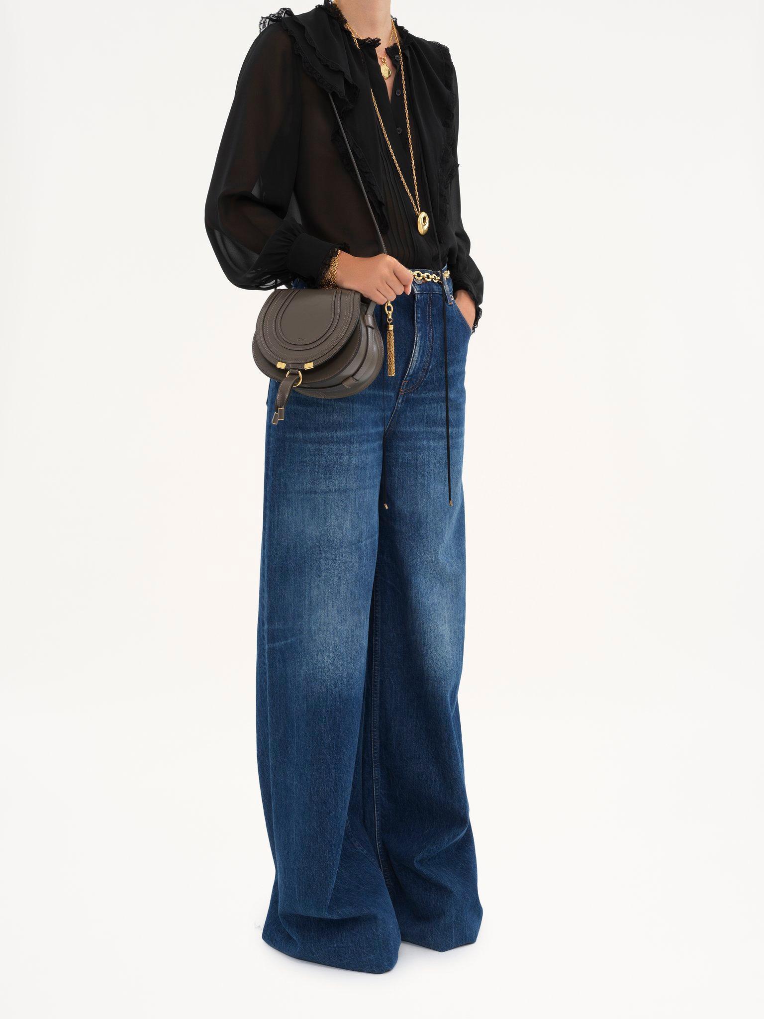 Small Marcie saddle bag in shiny leather Product Image
