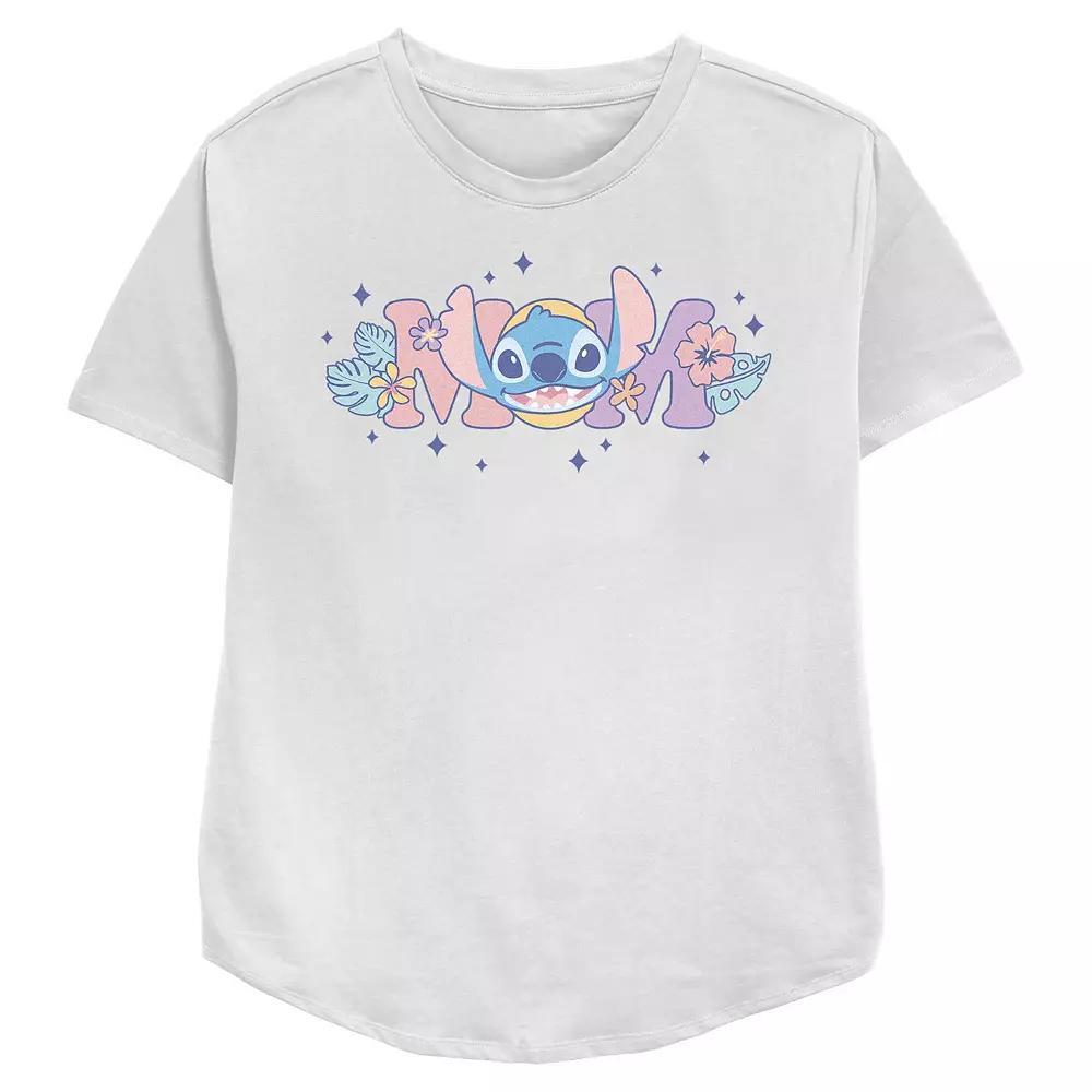Disney's Lilo & Stitch Mom Floral Sign Women's Relaxed Fit Graphic Tee,  Product Image