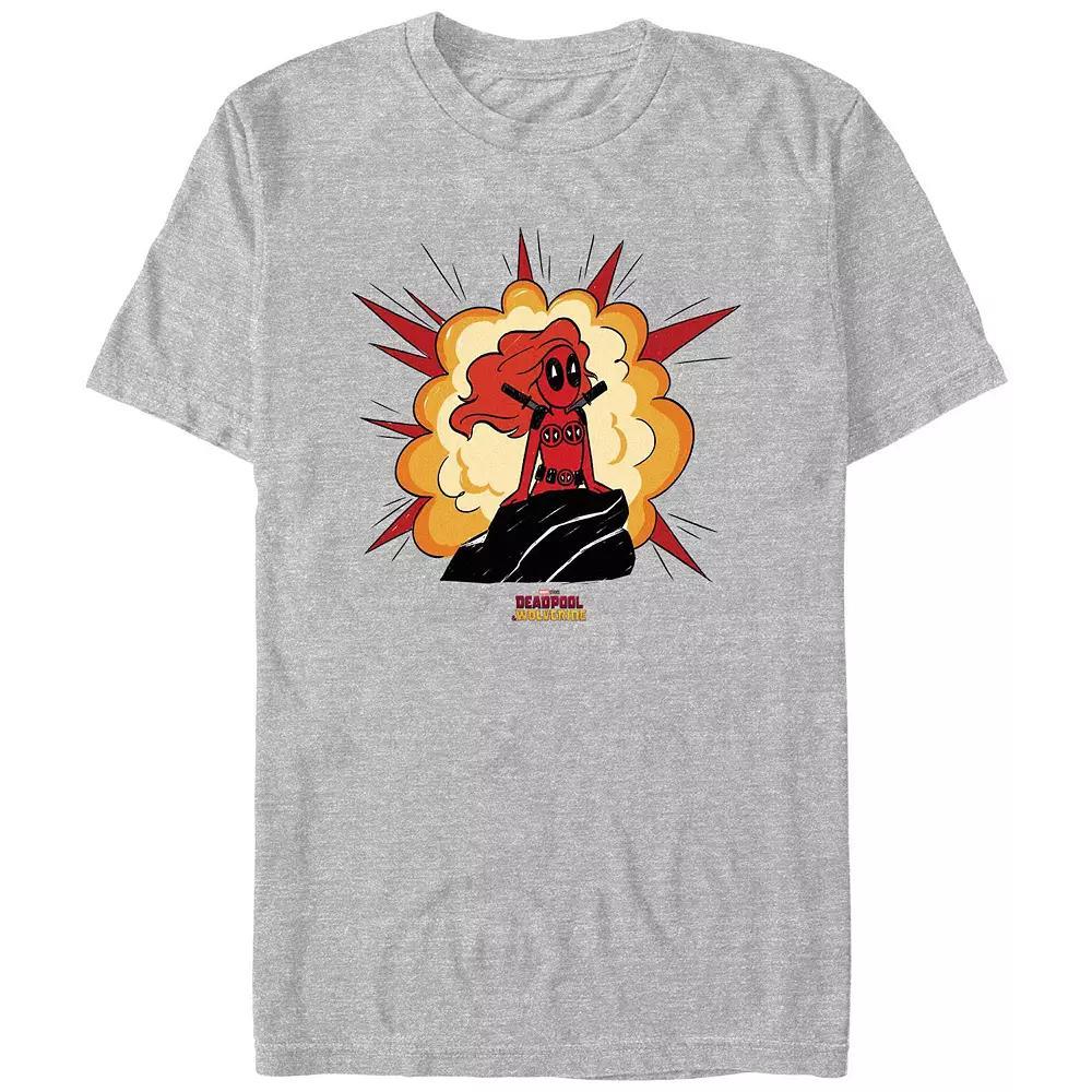 Men's Deadpool And Wolverine Little Mermaid Parody Graphic Tee, Size: XS, Athletic Grey Product Image