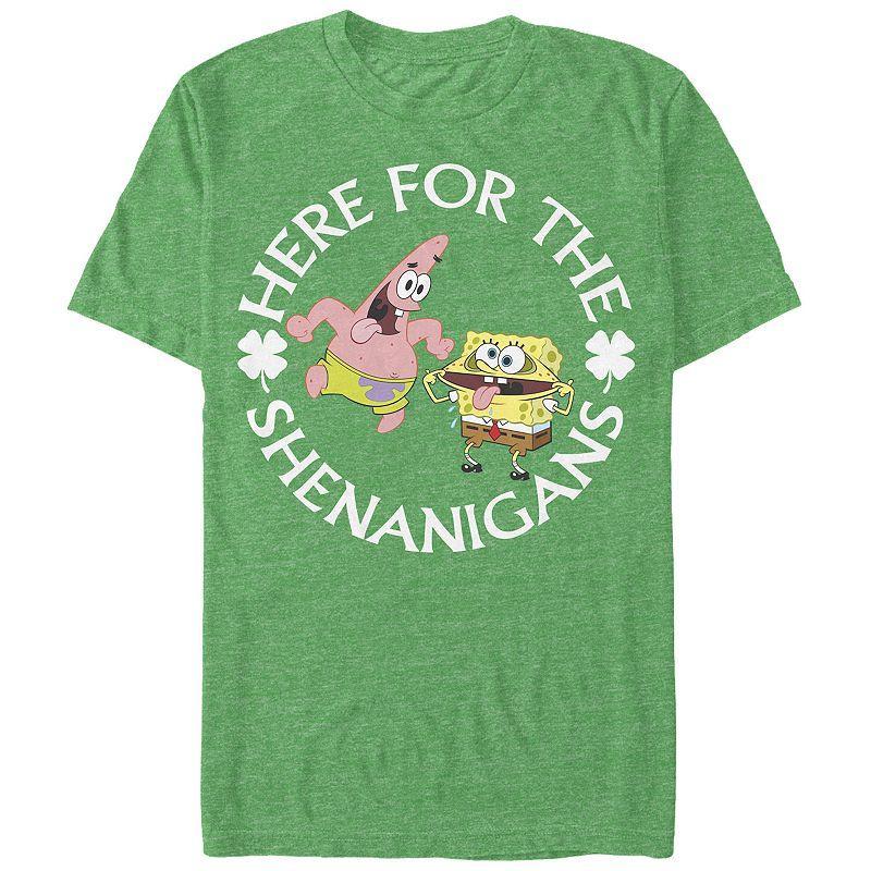 Mens SpongeBob SquarePants Here For The Shenanigans Graphic Tee Kelly Grey Product Image