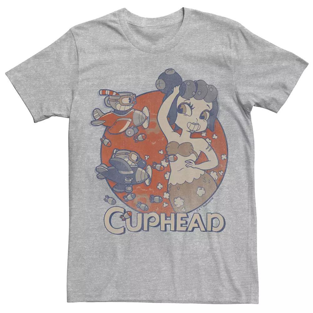 Mens Cuphead Bombs Away Tee Athletic Grey Product Image