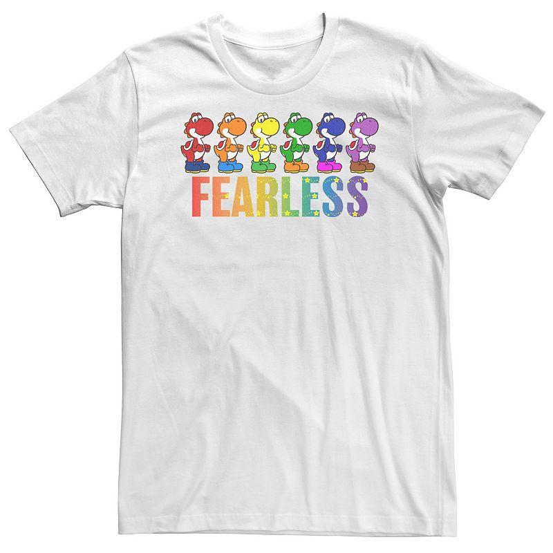 Big & Tall Super Mario Pride Yoshi Fearless Rainbow Line Up Tee, Men's, Size: 4XL Tall, White Product Image