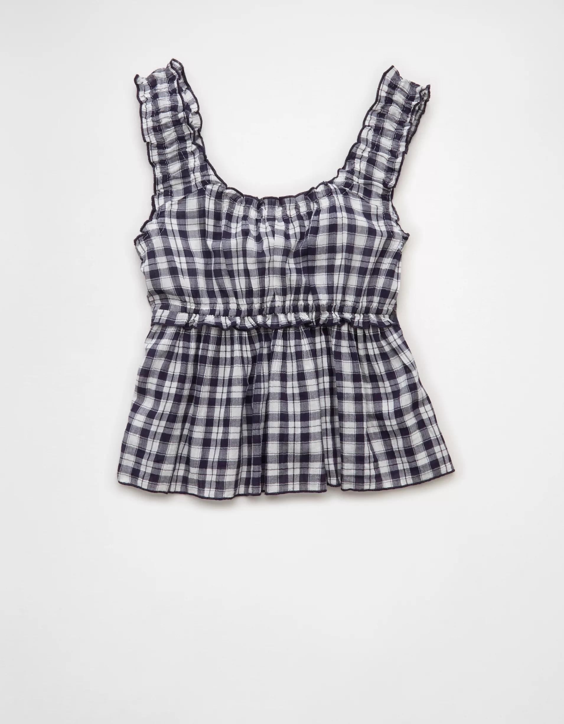 AE Ruched Strap Cropped Tank Top Product Image