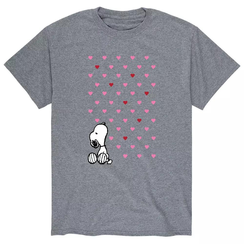 Men's Peanuts Valentine Snoopy Hearts Tee, Size: Medium, Gray Product Image