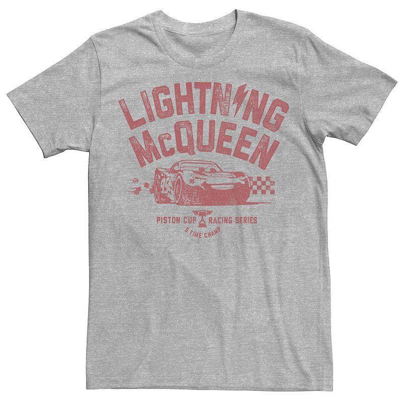 Disney / Pixars Cars 3 Lightning McQueen Mens Racing Tee Athletic Grey Product Image