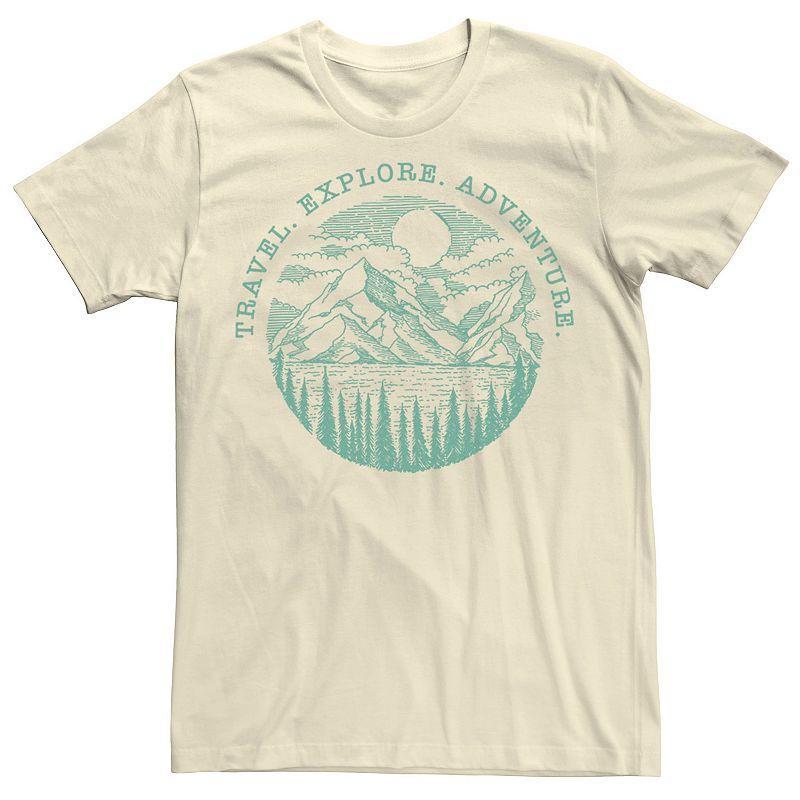 Men's Travel Explore Adventure Sketch Mountains Tee, Size: 3XL, Natural Product Image