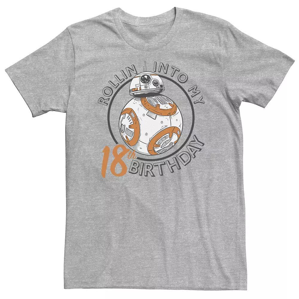 Big & Tall Star Wars BB-8 Rollin Into My 18th Birthday Portrait Tee, Men's, Size: 4XLT, Athletic Grey Product Image