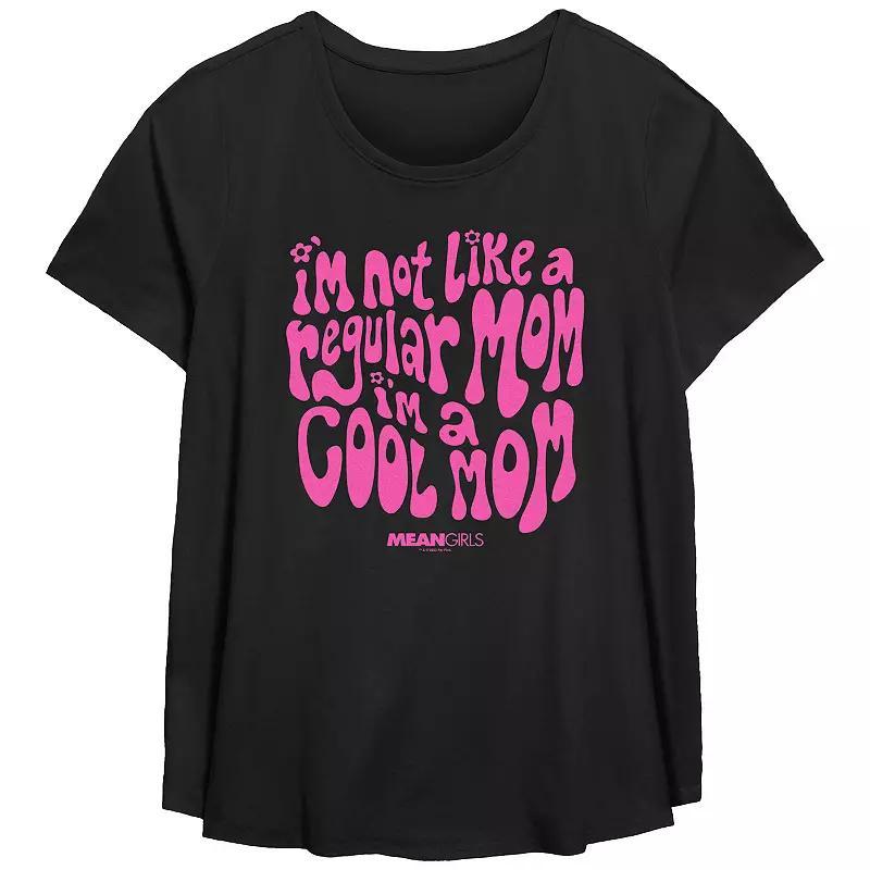 Plus Size Mean Girls Im Not A Regular Mom Im A Cool Mom Groovy Font Scoop Hem Flowy Graphic Tee, Womens Product Image