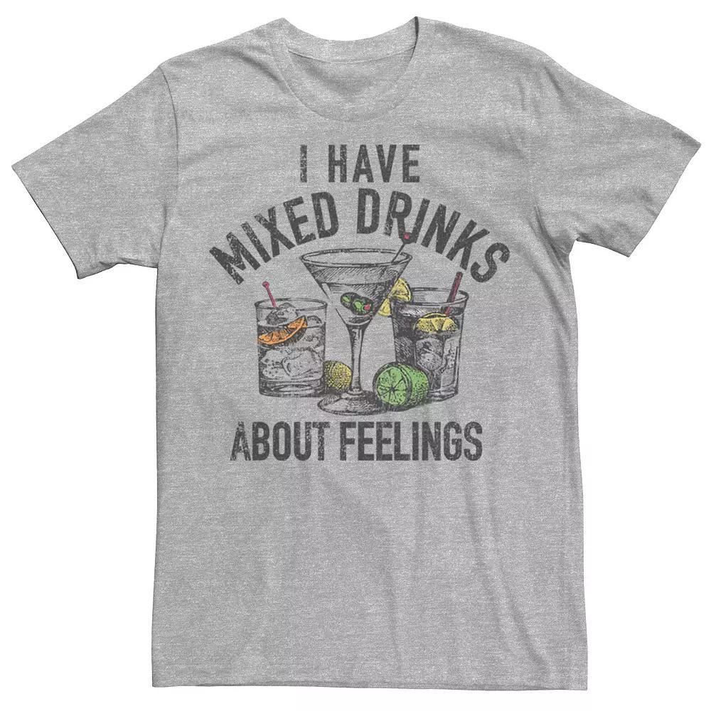 Men's "I Have Mixed Drinks About Feelings" Tee, Size: XXL, Athletic Grey Product Image