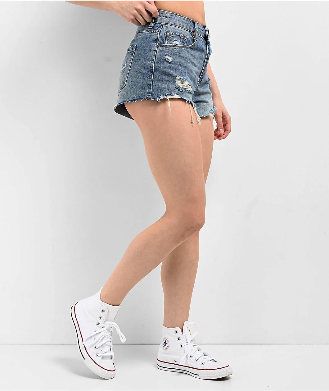 Empyre Weekend Festival Light Wash Denim Cutoff Shorts Product Image