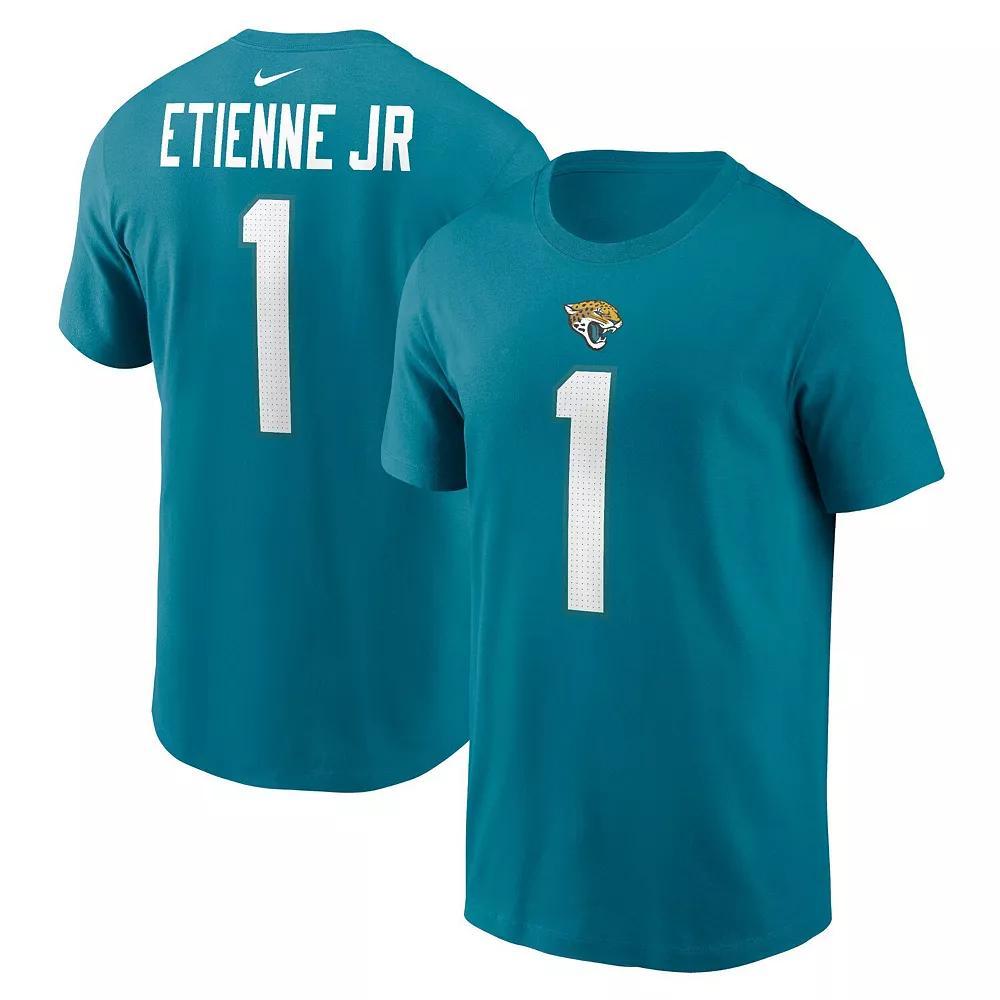 Men's Nike Travis Etienne Teal Jacksonville Jaguars Player Name & Number T-Shirt, Size: Small, Blue Product Image