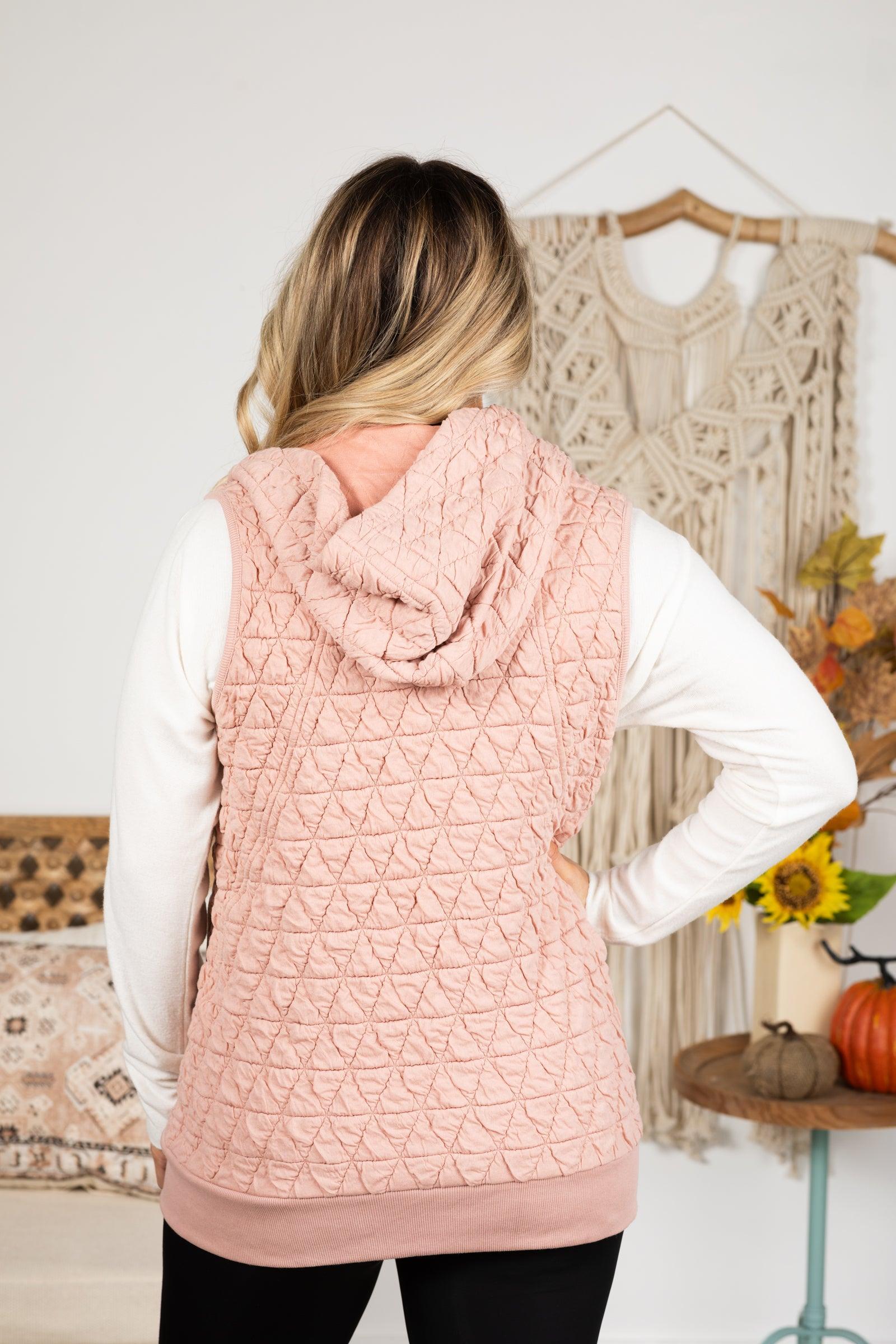 Zip-Up Quilted Textured Knit Vest Product Image