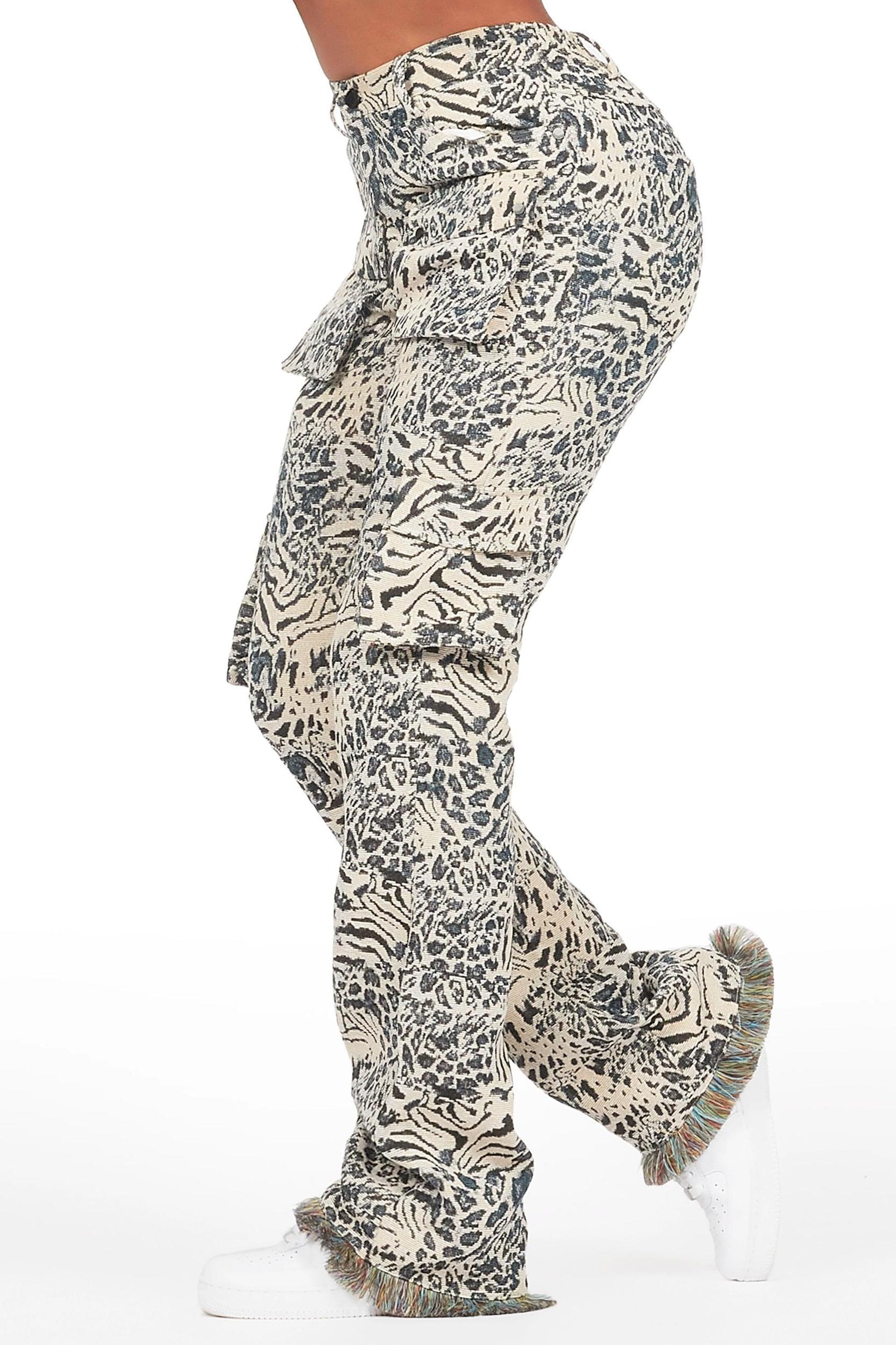 Tonya Black/White Tapestry Stacked Pant Female Product Image