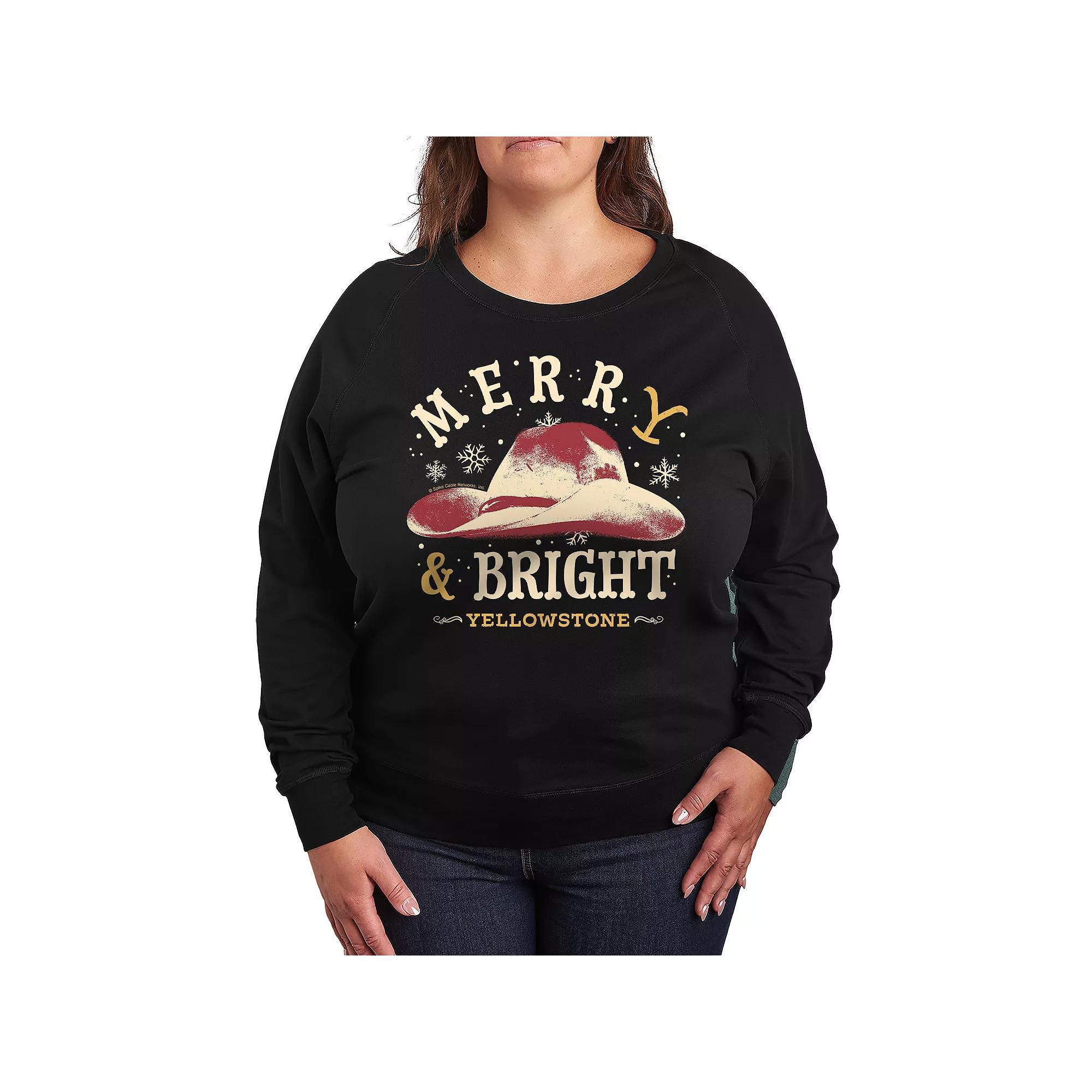 Plus Size Yellowstone Merry & Bright French Terry Long Sleeve Tee, Women's, Size: 4XL, Black Product Image