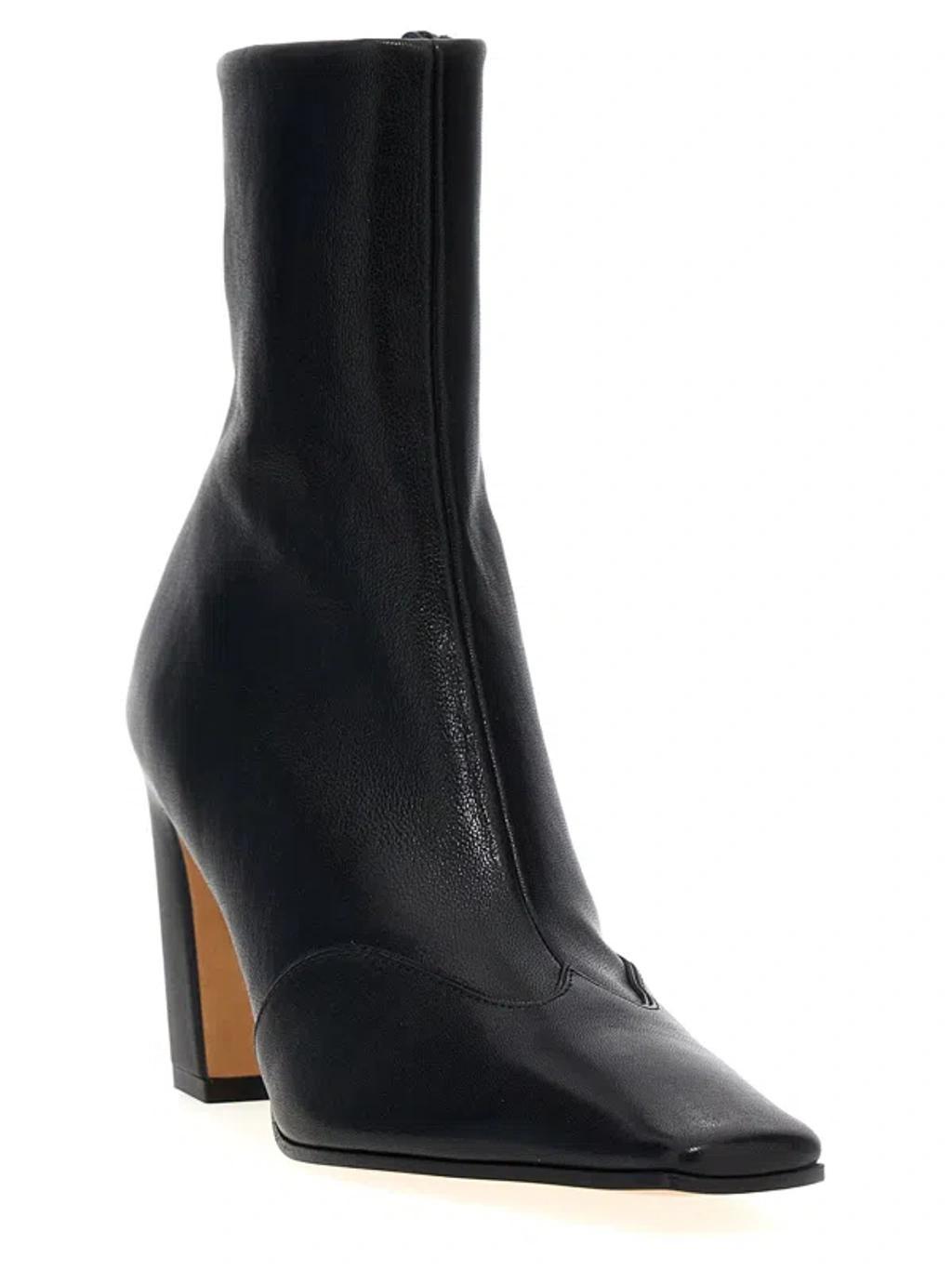 KHAITE Nevada 85 Leather Ankle Boots In Black Product Image