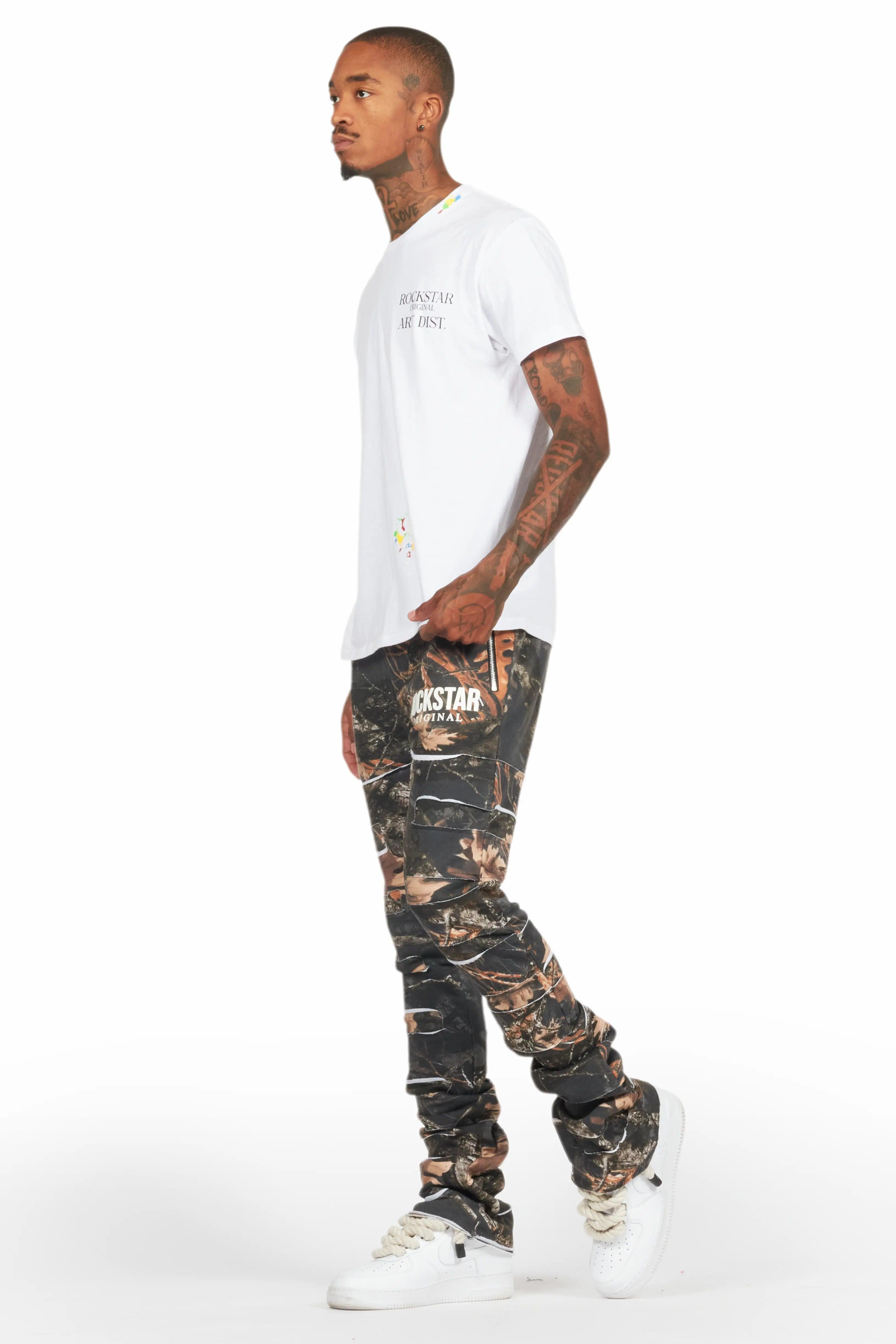 Emilio Black Tree Camo Stacked Flare Track Pant Male Product Image