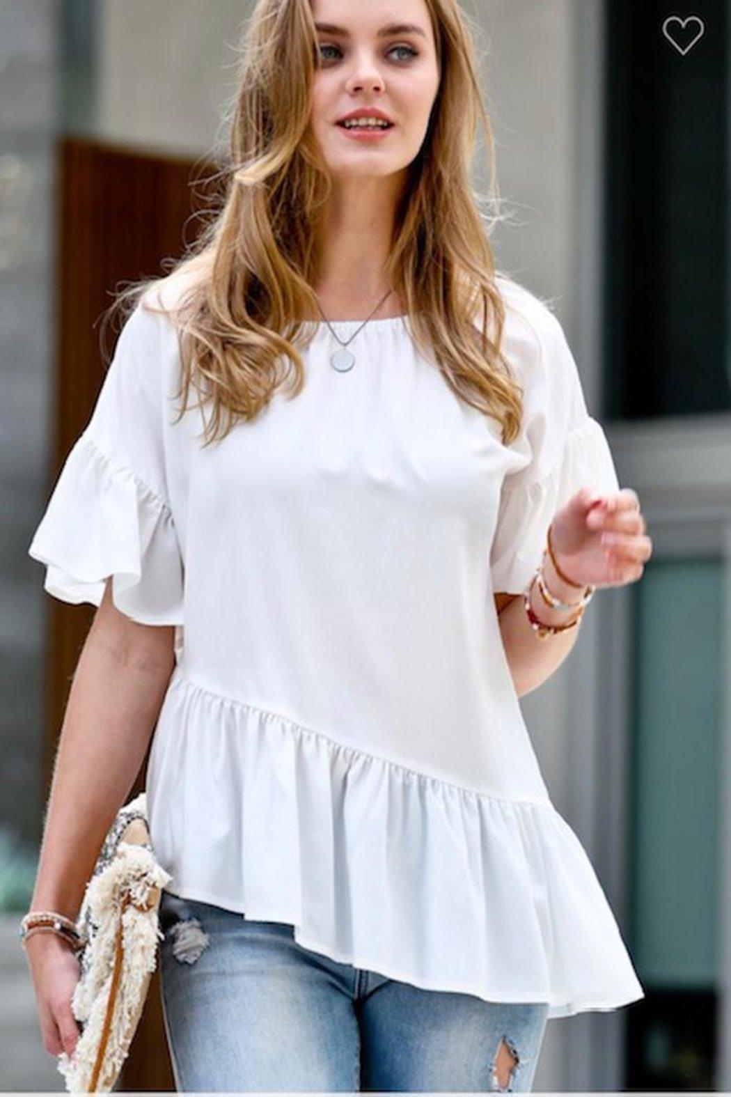 White Asymmetrical Top Product Image