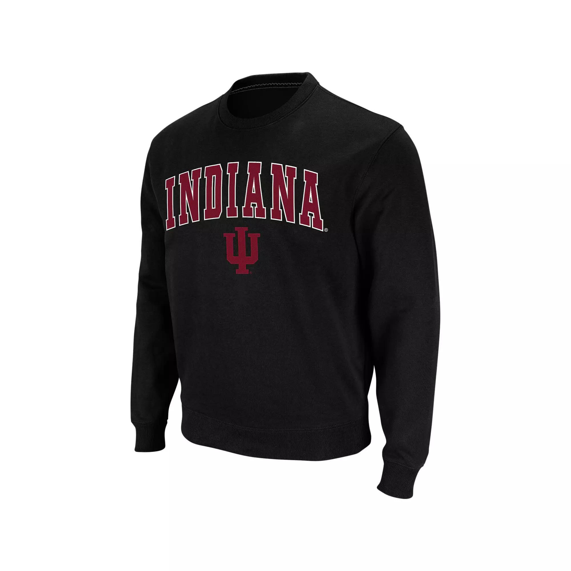 Men's Colosseum Black Indiana Hoosiers Arch & Logo Crew Neck Sweatshirt,  Product Image