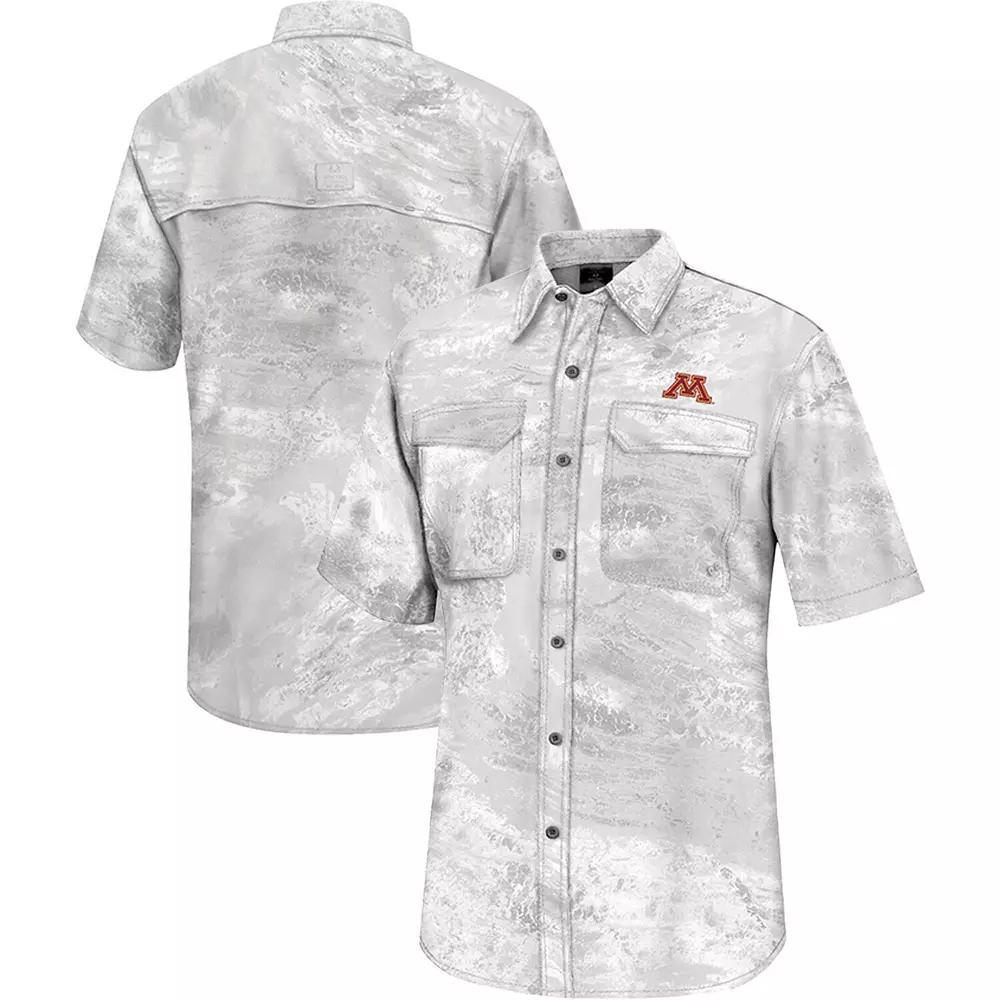 Men's Colosseum White Minnesota Golden Gophers Realtree Aspect Charter Full-Button Fishing Shirt,  Product Image