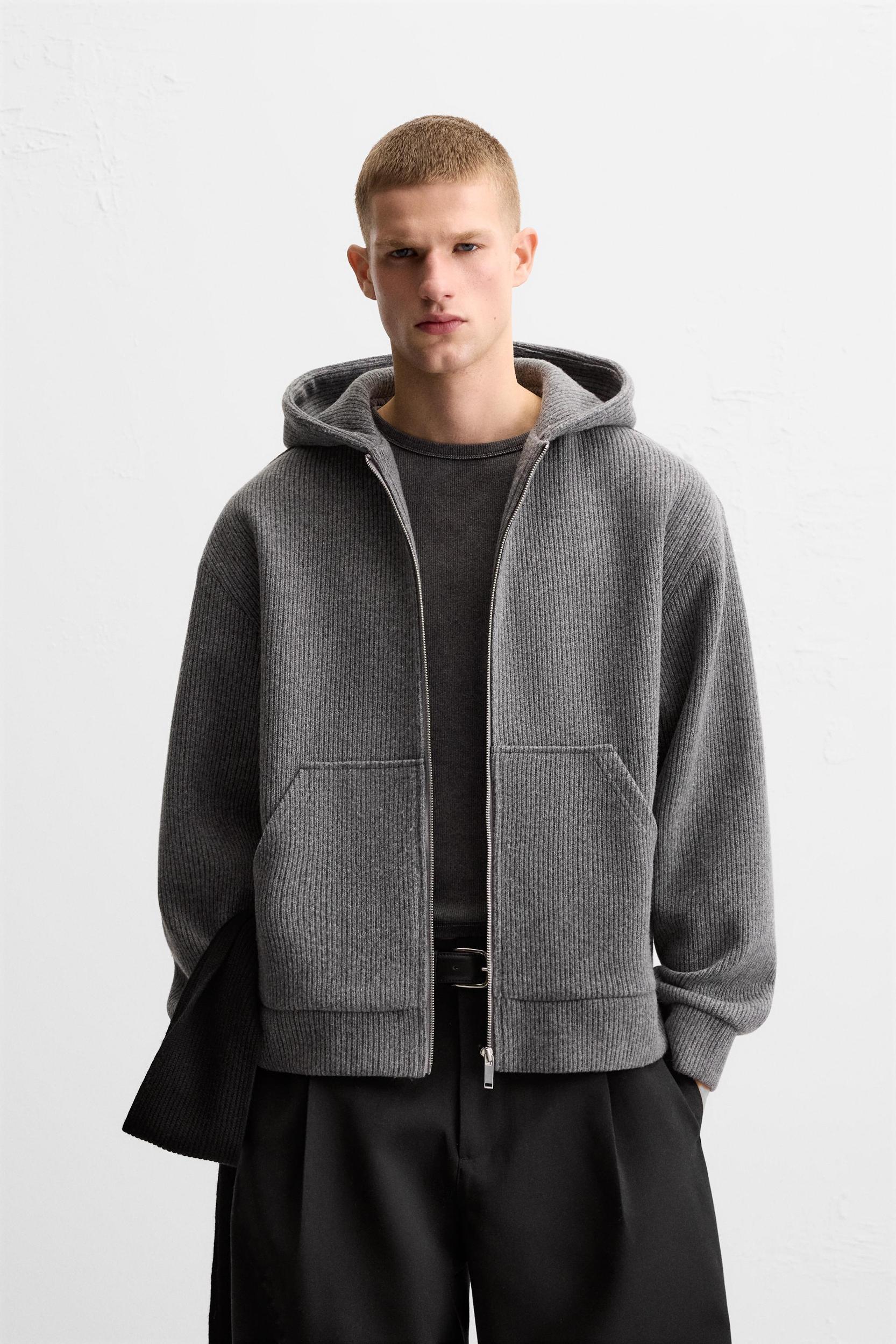 BRUSHED TEXTURE ZIP-UP SWEATSHIRT Product Image