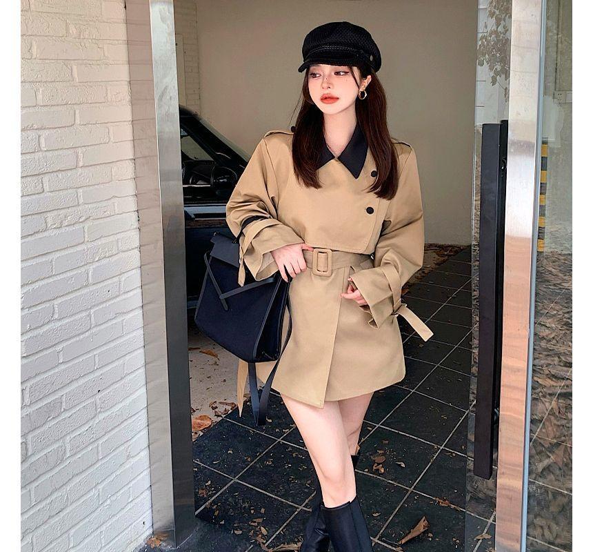 Plain Belted Trench Jacket Product Image