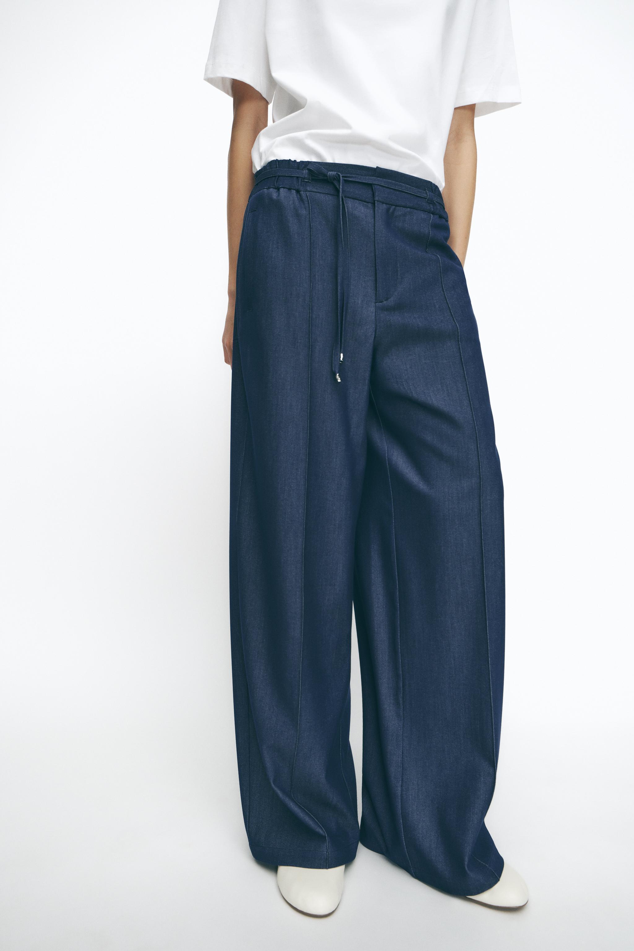 ELASTIC WAIST WIDE LEG PANTS Product Image