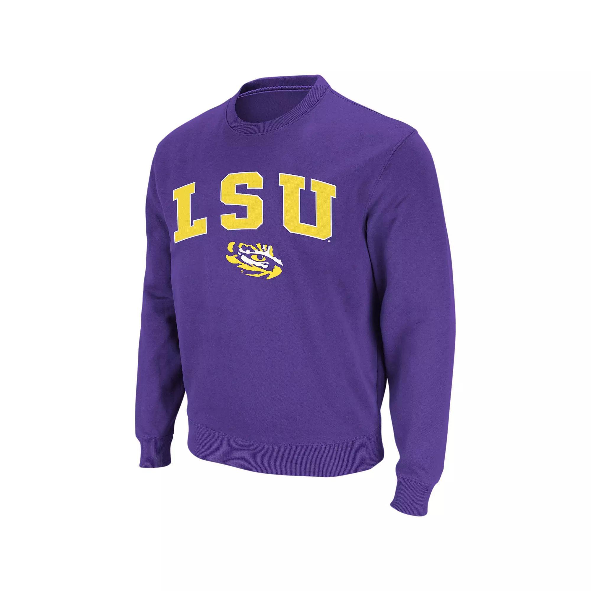 Men's Colosseum Navy Michigan Wolverines Arch & Logo Crew Neck Sweatshirt,  Product Image