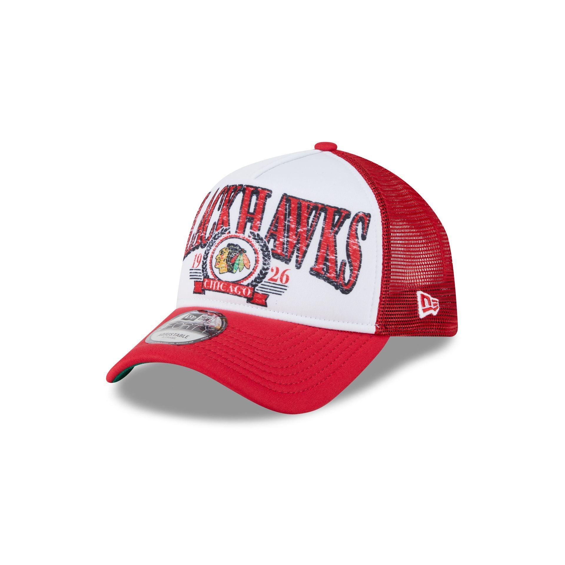Chicago Blackhawks Distressed 9FORTY A-Frame Trucker Hat Male Product Image