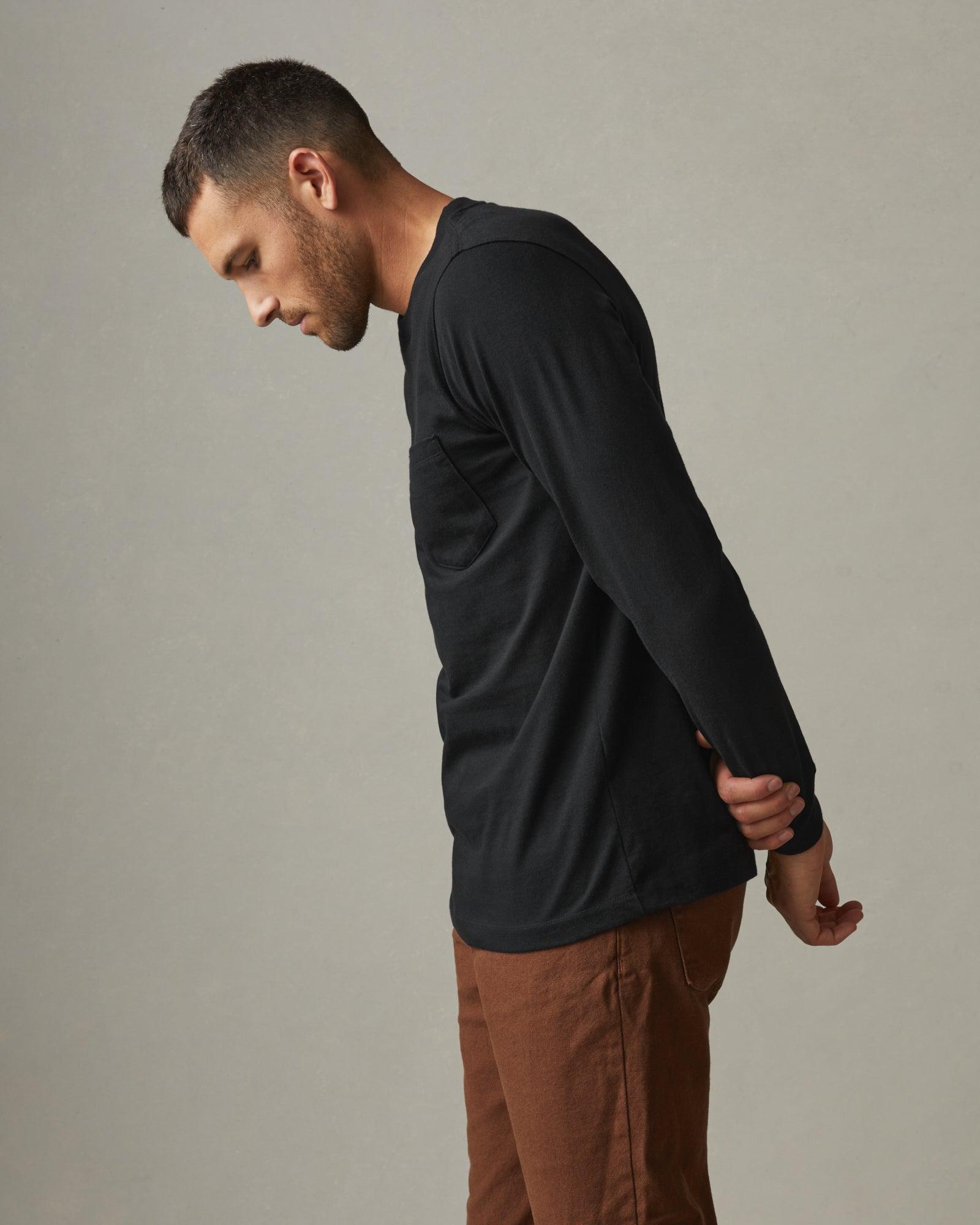 Heavyweight Pocket Tee Long Sleeve - Black Male Product Image