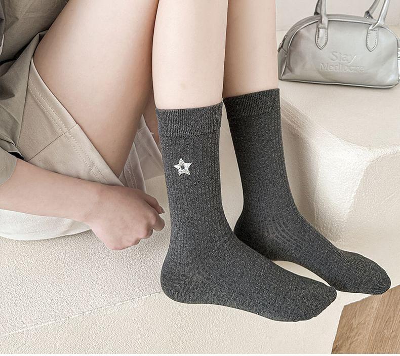 Star Embroidery Crew Socks / Set Product Image