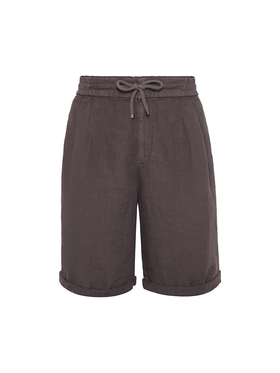 Mens Garment Dyed Bermuda Shorts in Linen Gabardine Product Image