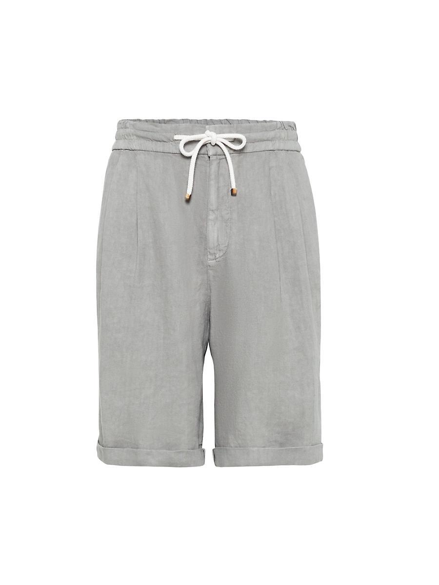 Mens Garment Dyed Bermuda Shorts in Linen Gabardine Product Image