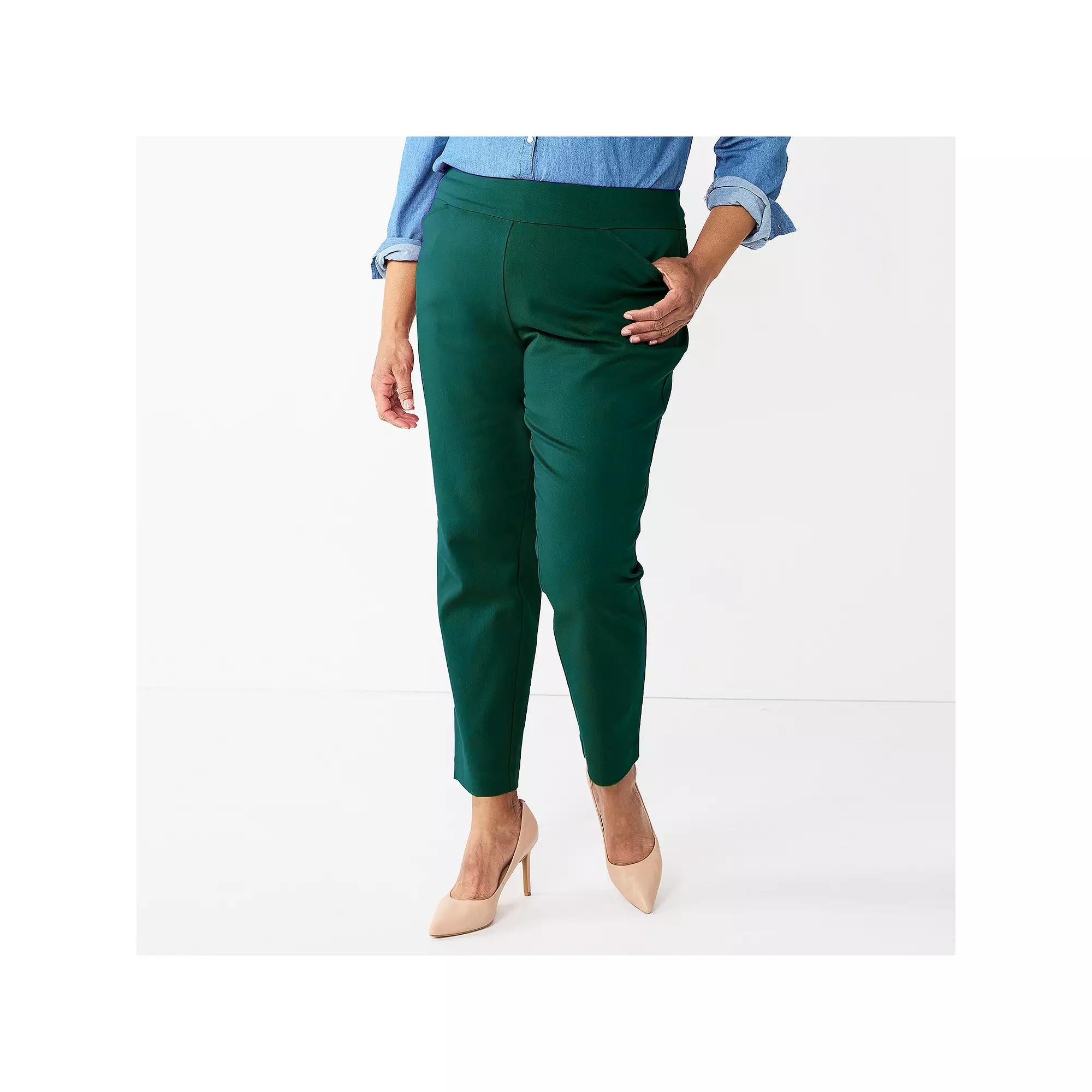 Plus Size Croft & Barrow® Effortless Stretch Pull-On Straight-Leg Pants, Women's, Size: 20 W, Prosperity Green Product Image