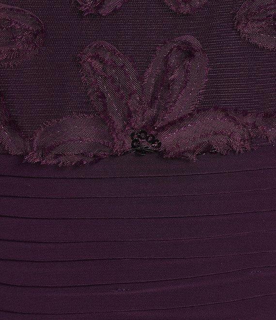 Le Bos 3D Floral Ruched Waist Cap Sleeve Gown Product Image