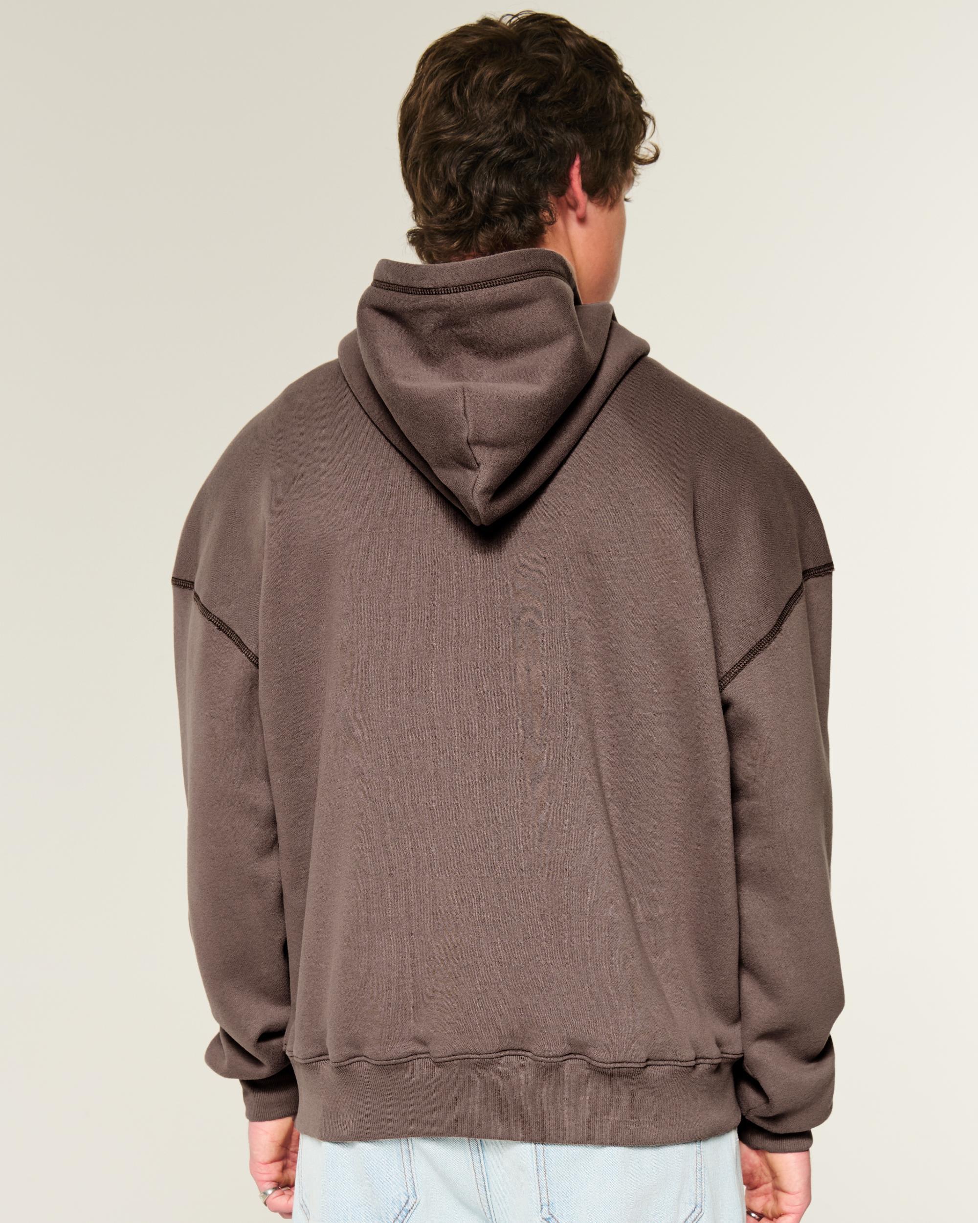 Boxy Waffle-Lined Zip-Up Hoodie Product Image