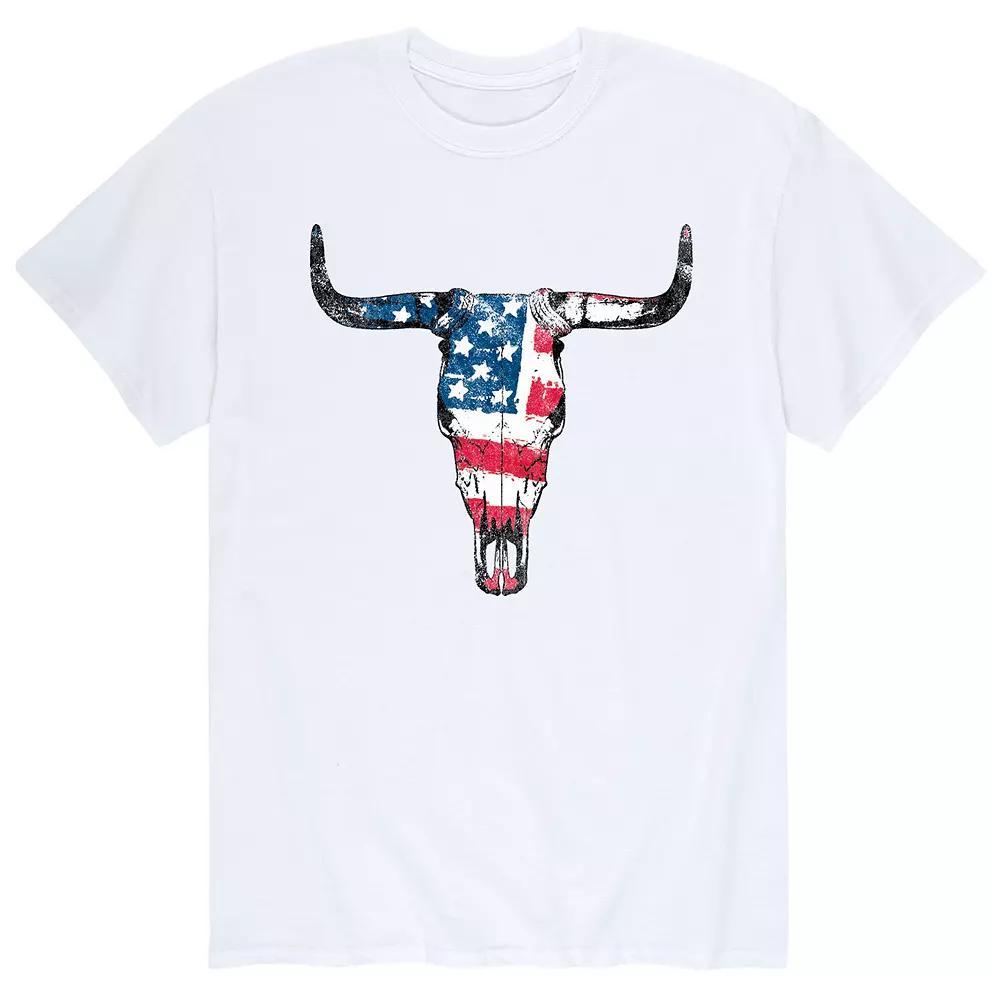 Men's American Flag Steer Skull Tee,  Product Image