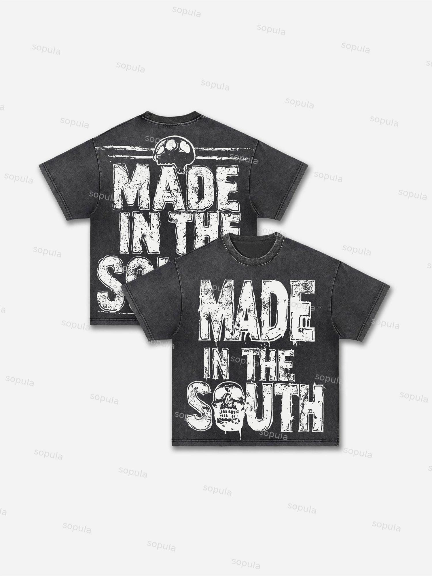 Made In The South Graphic Acid Wash T-shirt Product Image