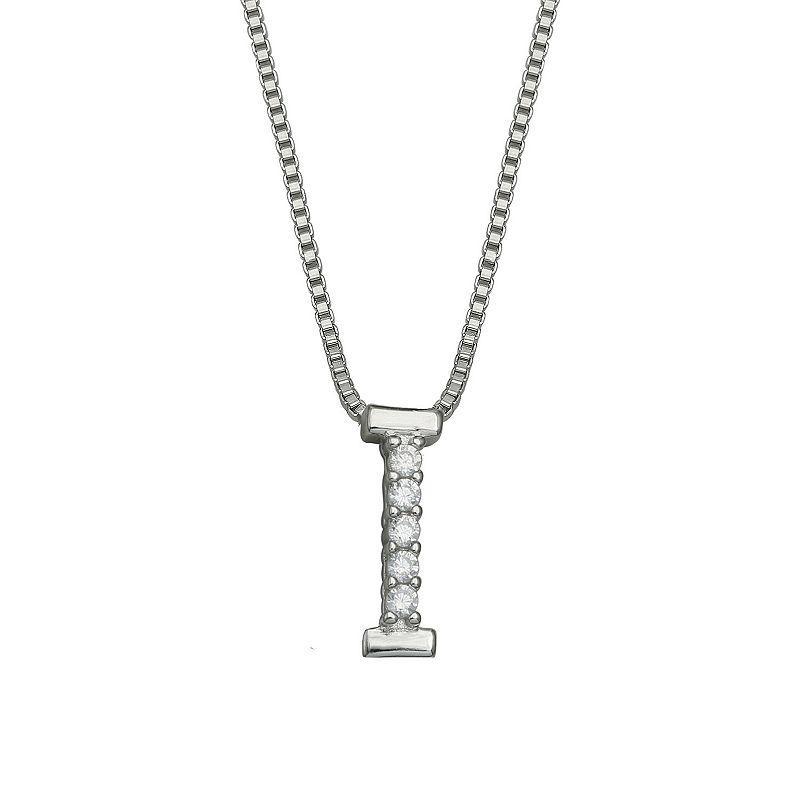 PRIMROSE Sterling Silver Cubic Zirconia Initial Pendant Necklace, Womens Silver Tone B Product Image