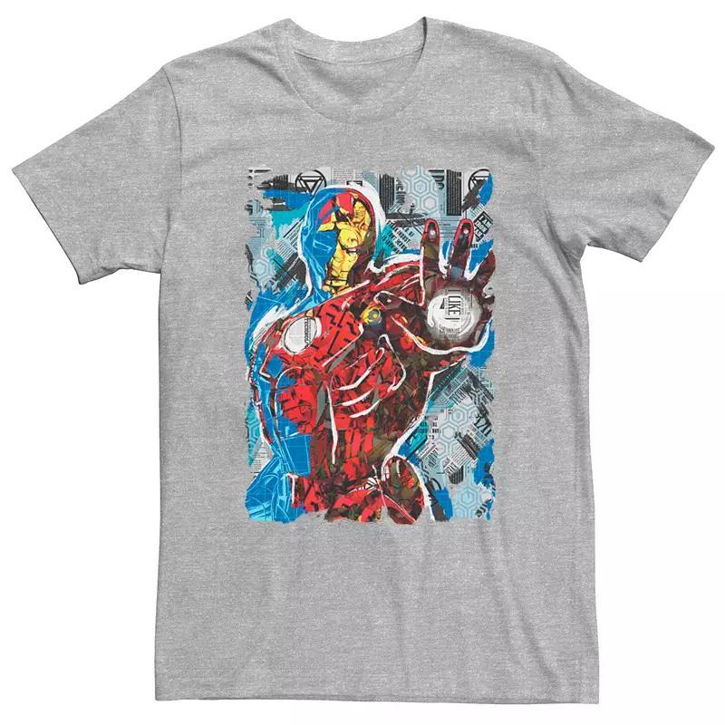 Men's Marvel Iron Man Silhouette Action Fill Tee, Size: Large, Athletic Grey Product Image