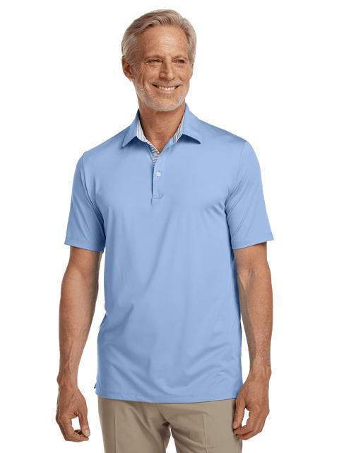 Performance Blend Three Button Polo - Light Blue Product Image