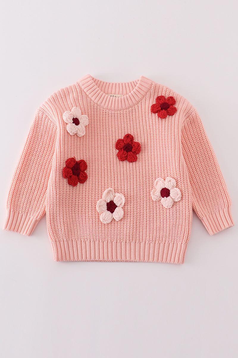 Pink floral hand-embroidery jumper sweater Product Image