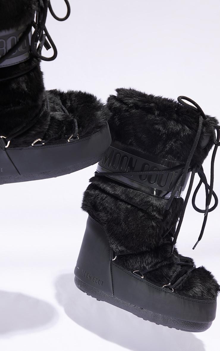 MOON BOOT Black Faux Fur Classic Product Image