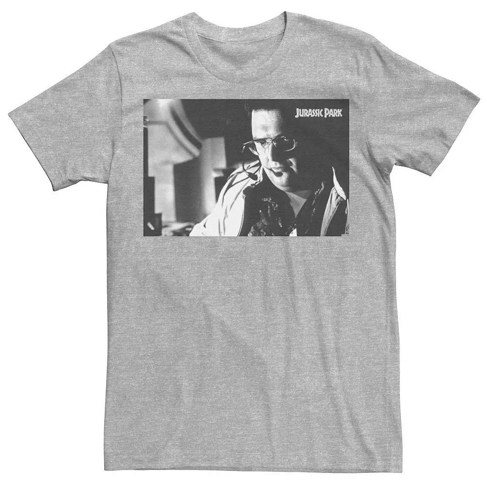 Men's Jurassic Park Dennis Nedry Computer Work Graphic Tee, Size: Medium, Athletic Grey Product Image