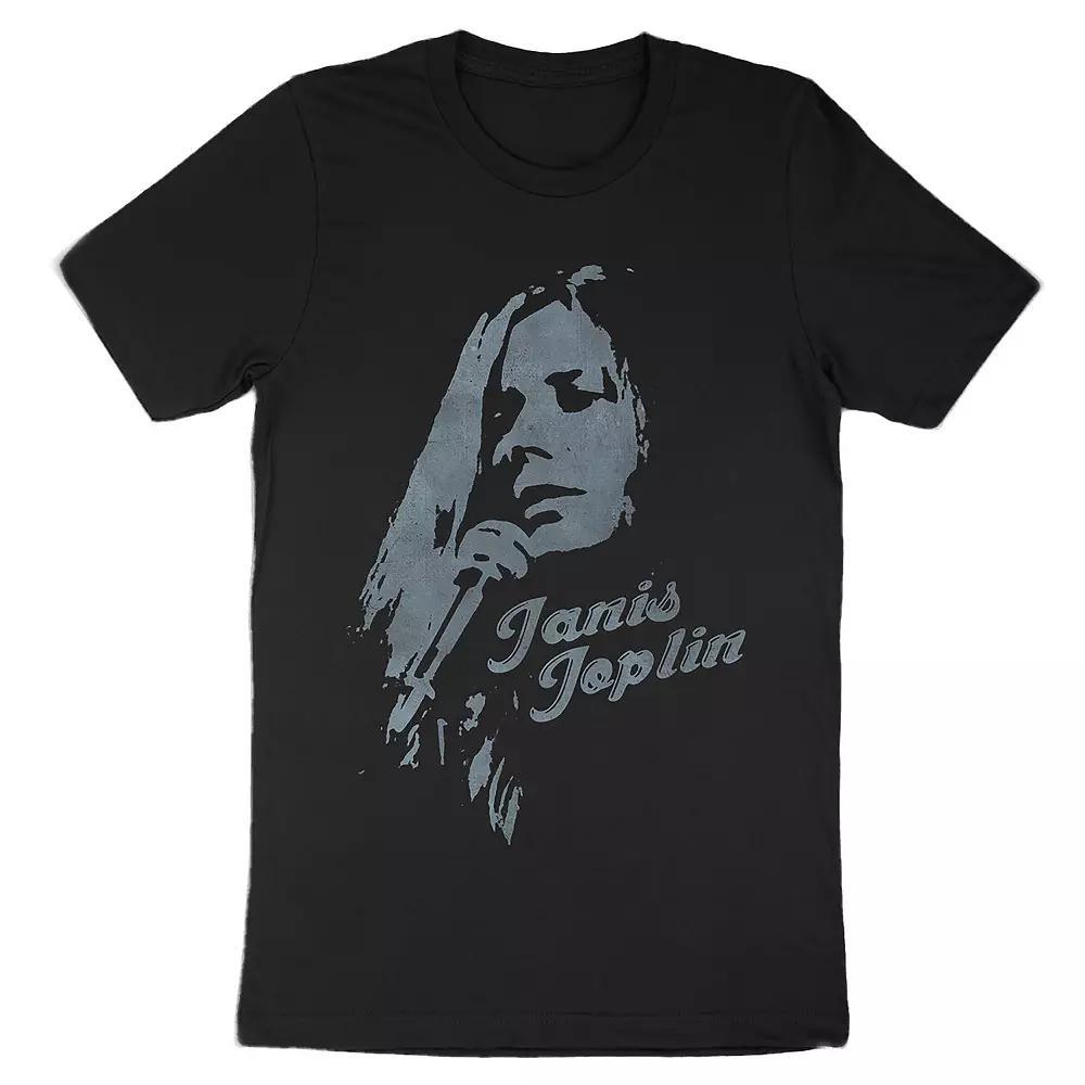 Men's Janis Joplin With Mic Tee, Size: Large, Black Product Image