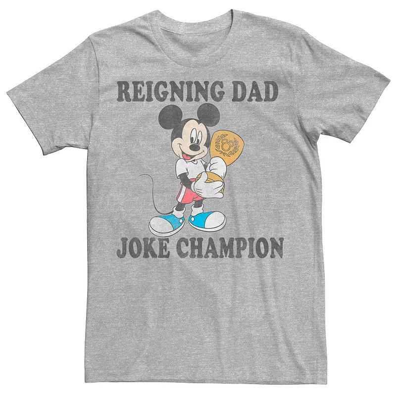 Big & Tall Disney Mickey Mouse Reigning Dad Joke Champion Graphic Tee, Mens Athletic Grey Product Image