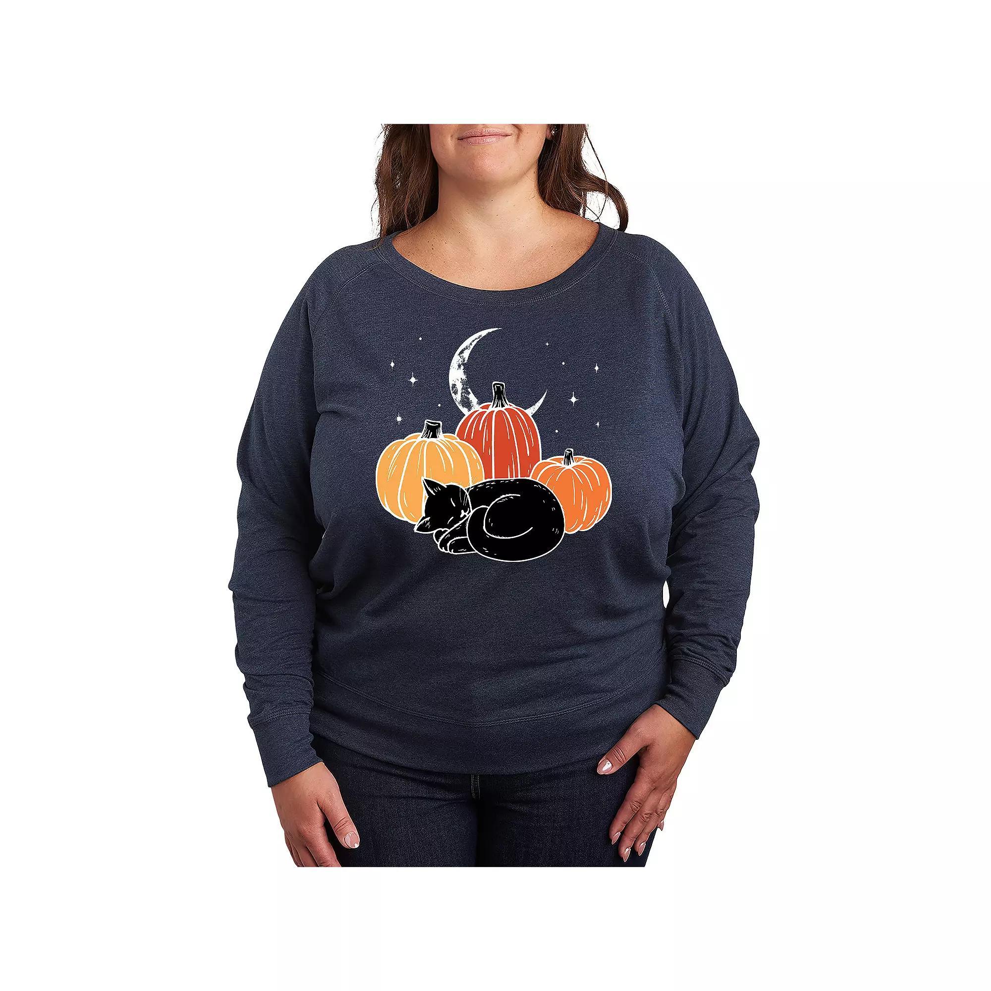 Plus Size Book Christmas Tree French Terry Long Sleeve Tee, Women's, Size: 2XL, Grey Indigo Product Image