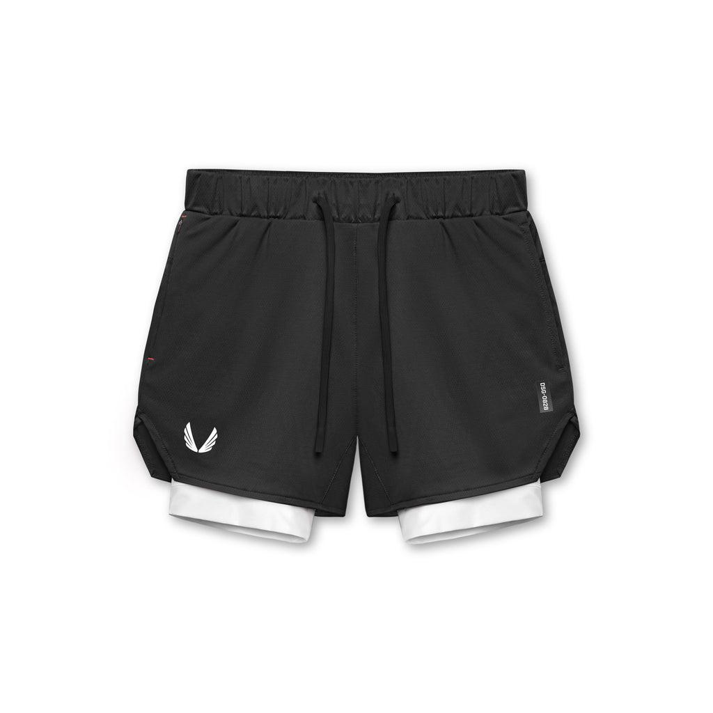 0828. Silver-Lite™ 5" Liner Short - Black "Wings"/White Product Image