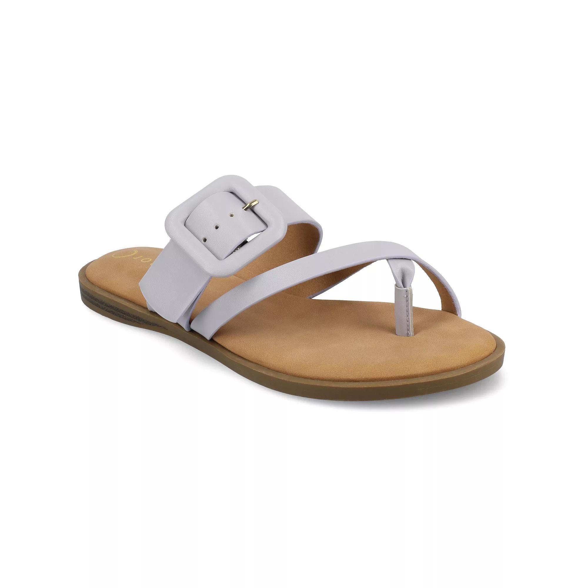 Journee Layra Women's Slip-On Toe Post Flat Sandals,  Product Image