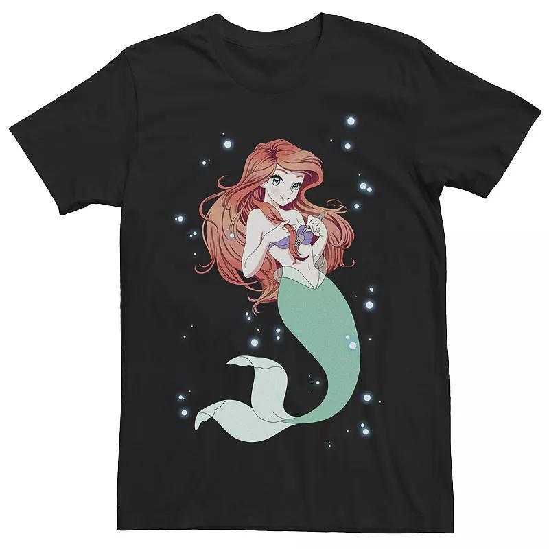 Disney's The Little Mermaid Anime Ariel Men's Tee, Size: Small, Black Product Image