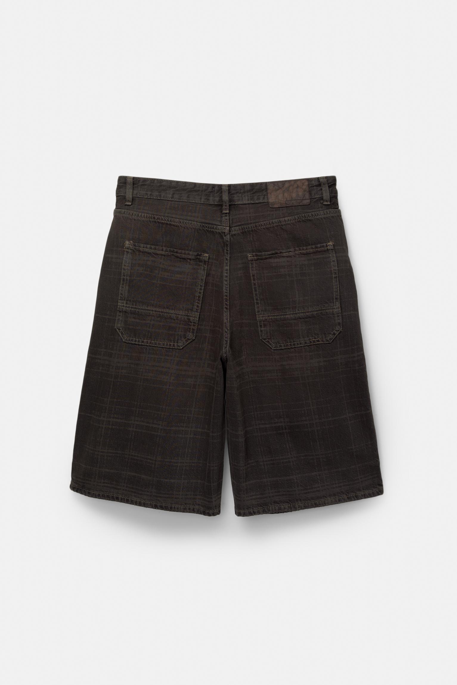 Checked skater denim Bermuda shorts Product Image
